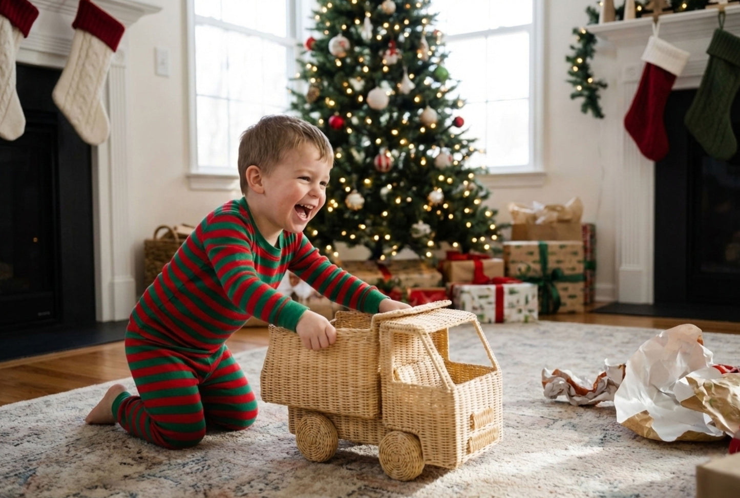 The Eco-Hauler: Handwoven Rattan Dump Truck | Kids Toy Truck
