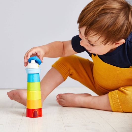 Lighthouse Wooden Rainbow Stacker - The Nurturing Nook