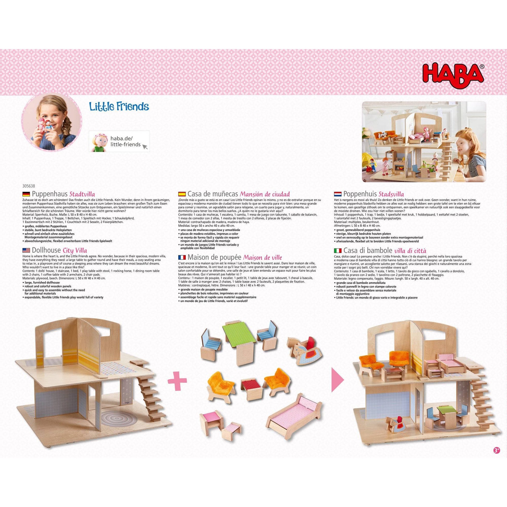 Little Friends Dollhouse Town Villa with Furniture - The Nurturing Nook