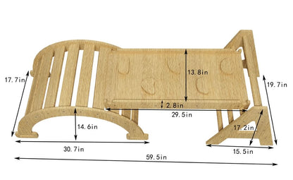 Maple - Wood Small Triangle Climbing Set with Ladder Slide and Rocker - The Nurturing Nook