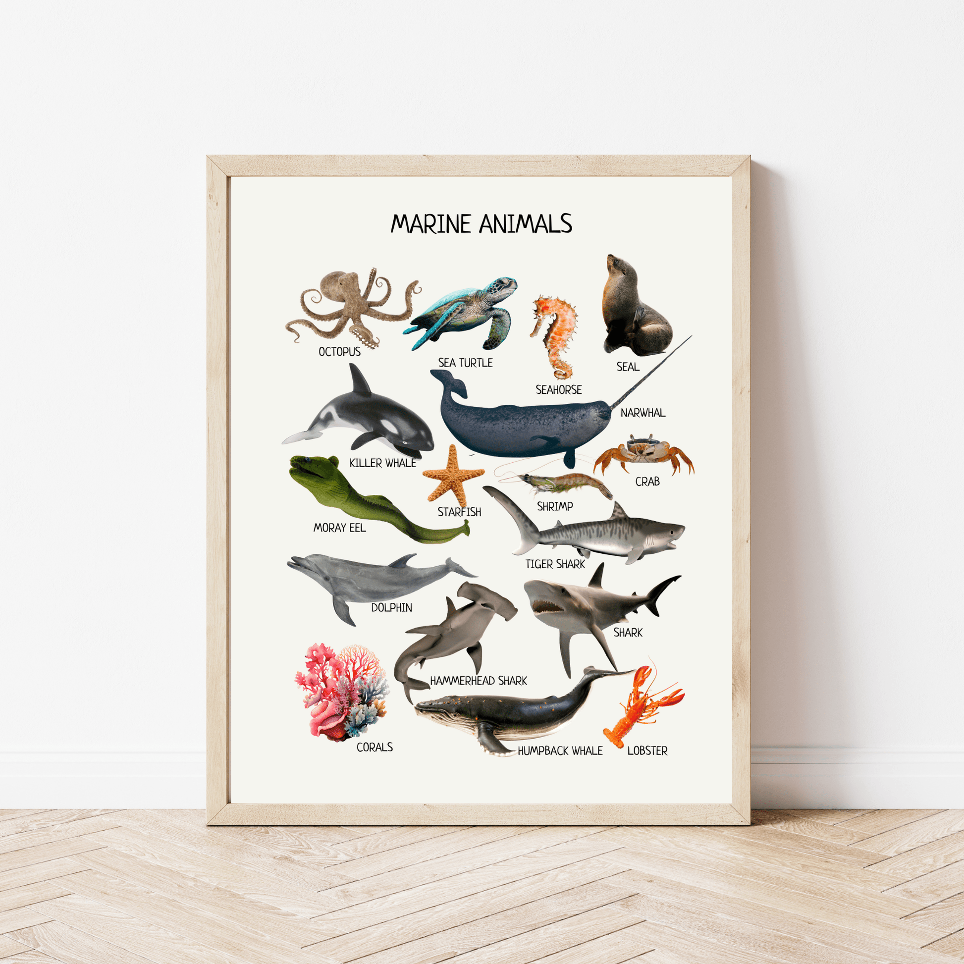 Marine Animals Poster - Under the Sea Educational Print for Classroom, Nursery & Playroom Decor | Digital Download - The Nurturing Nook