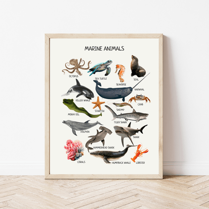 Marine Animals Poster - Under the Sea Educational Print for Classroom, Nursery & Playroom Decor | Digital Download - The Nurturing Nook