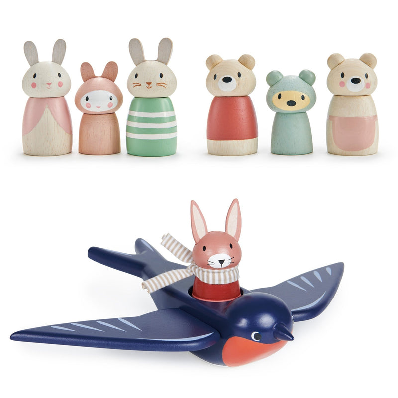 Tender Leaf wooden dollhouse family set – bunny & bear