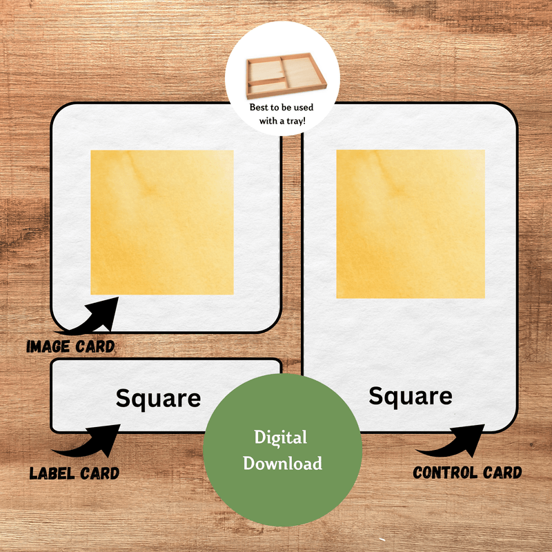 Montessori 3 Part Cards Geometric Shapes | Pre-Reading Printable Cards