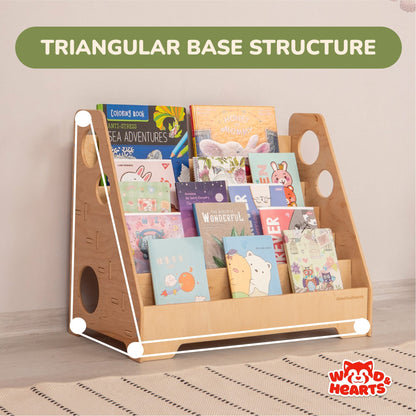 Montessori bookshelf – 5 - shelf front - facing bookcase - The Nurturing Nook