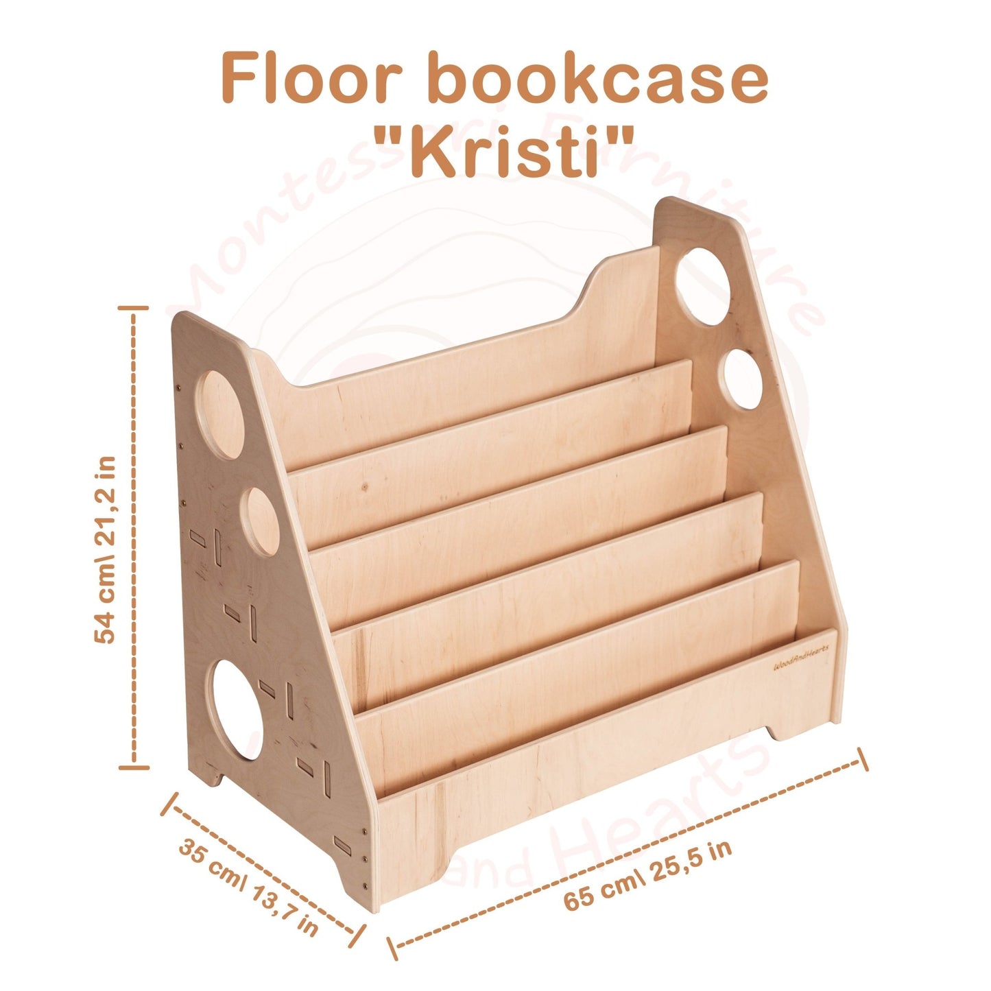 Montessori bookshelf – 5 - shelf front - facing bookcase - The Nurturing Nook