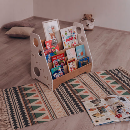 Montessori bookshelf – 5 - shelf front - facing bookcase - The Nurturing Nook