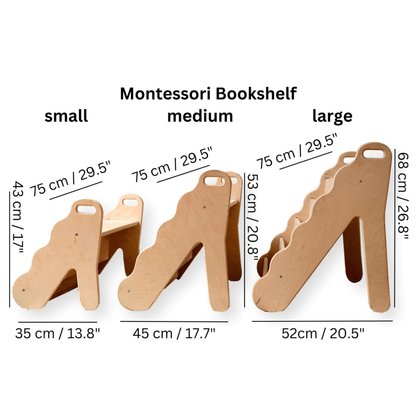 Montessori Bookshelf Wave Design | Small - Medium - Large Size - The Nurturing Nook