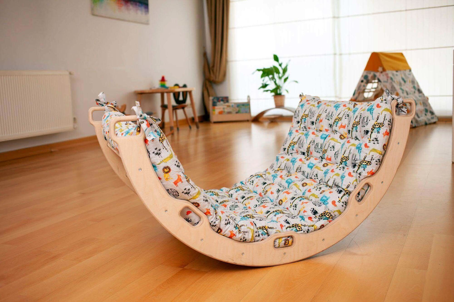Climbing Arch / Rocker with Safari Pattern Pillow