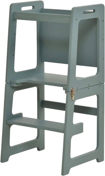 Montessori kitchen step stool desk with chalkboard & tower - The Nurturing Nook