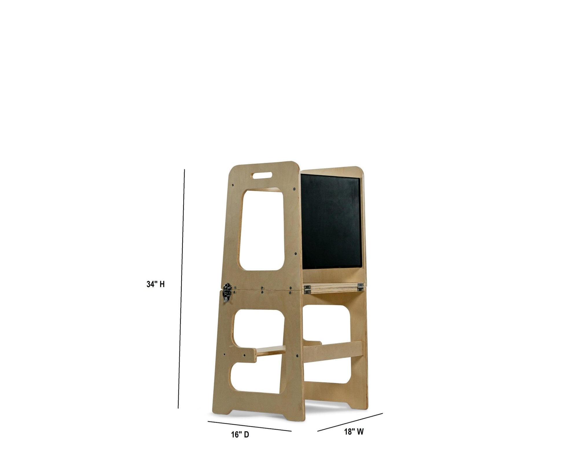 Montessori kitchen step stool desk with chalkboard & tower - The Nurturing Nook