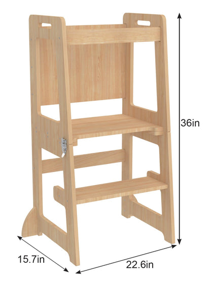 Montessori kitchen step stool desk with chalkboard & tower - The Nurturing Nook