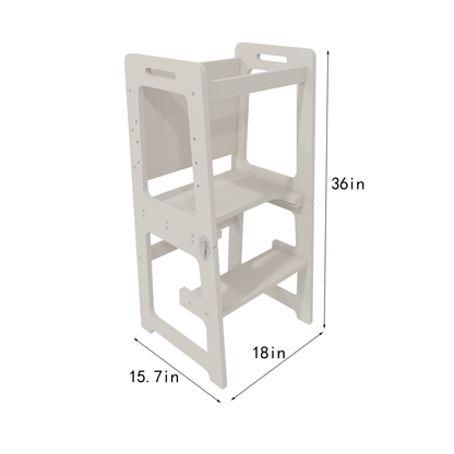 Montessori kitchen step stool desk with chalkboard & tower - The Nurturing Nook