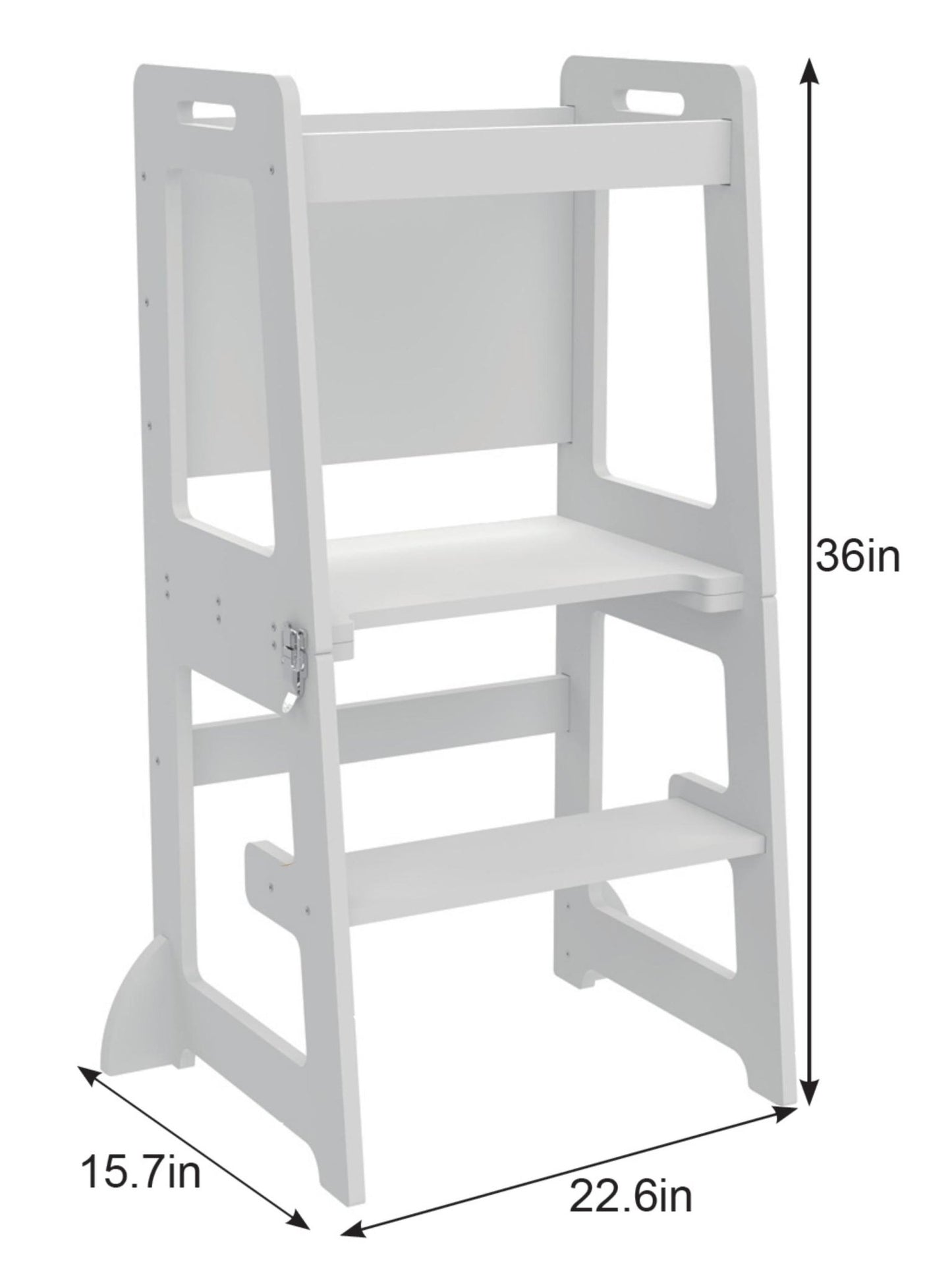 Montessori kitchen step stool desk with chalkboard & tower - The Nurturing Nook