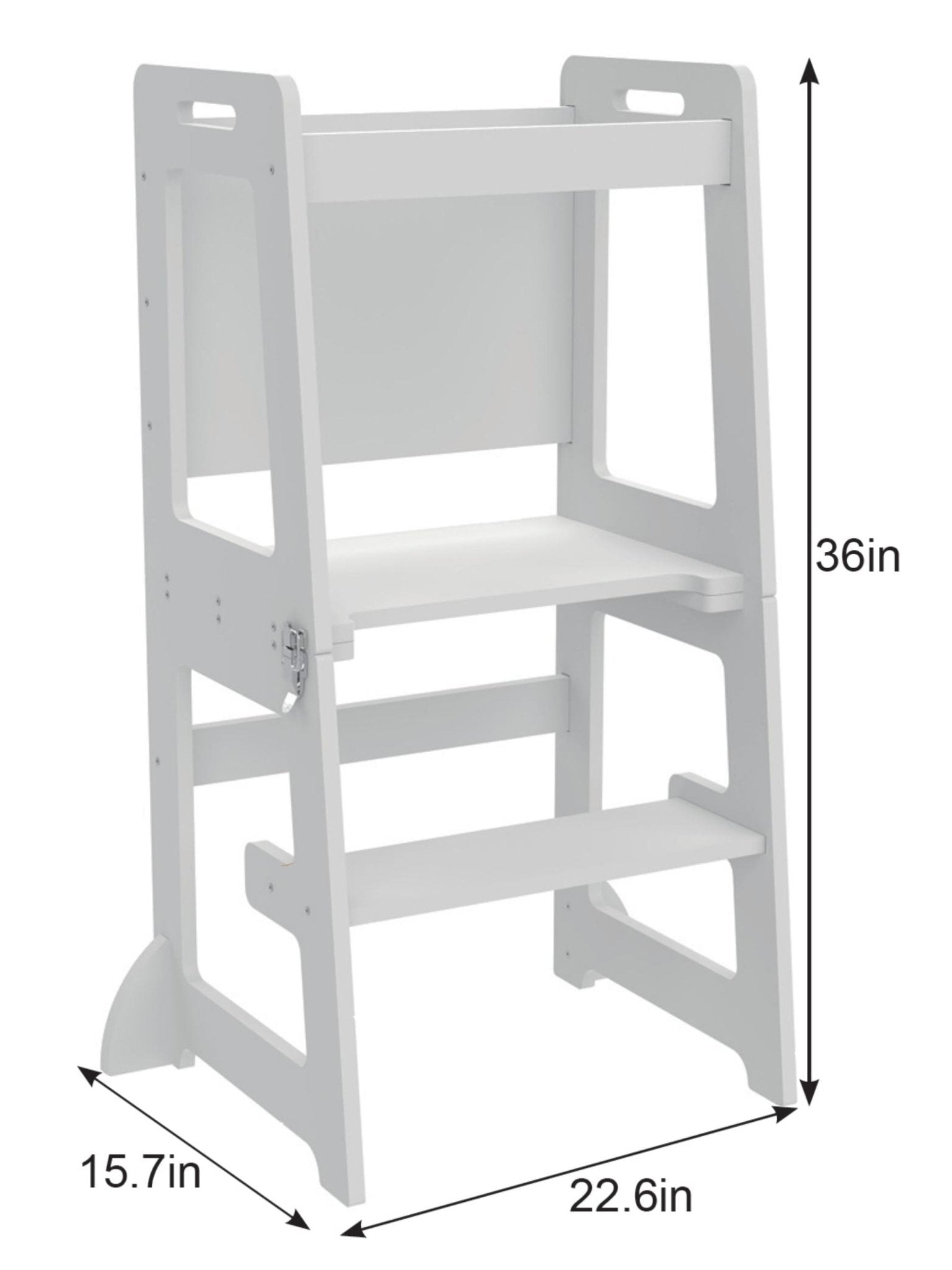 Montessori kitchen step stool desk with chalkboard & tower - The Nurturing Nook