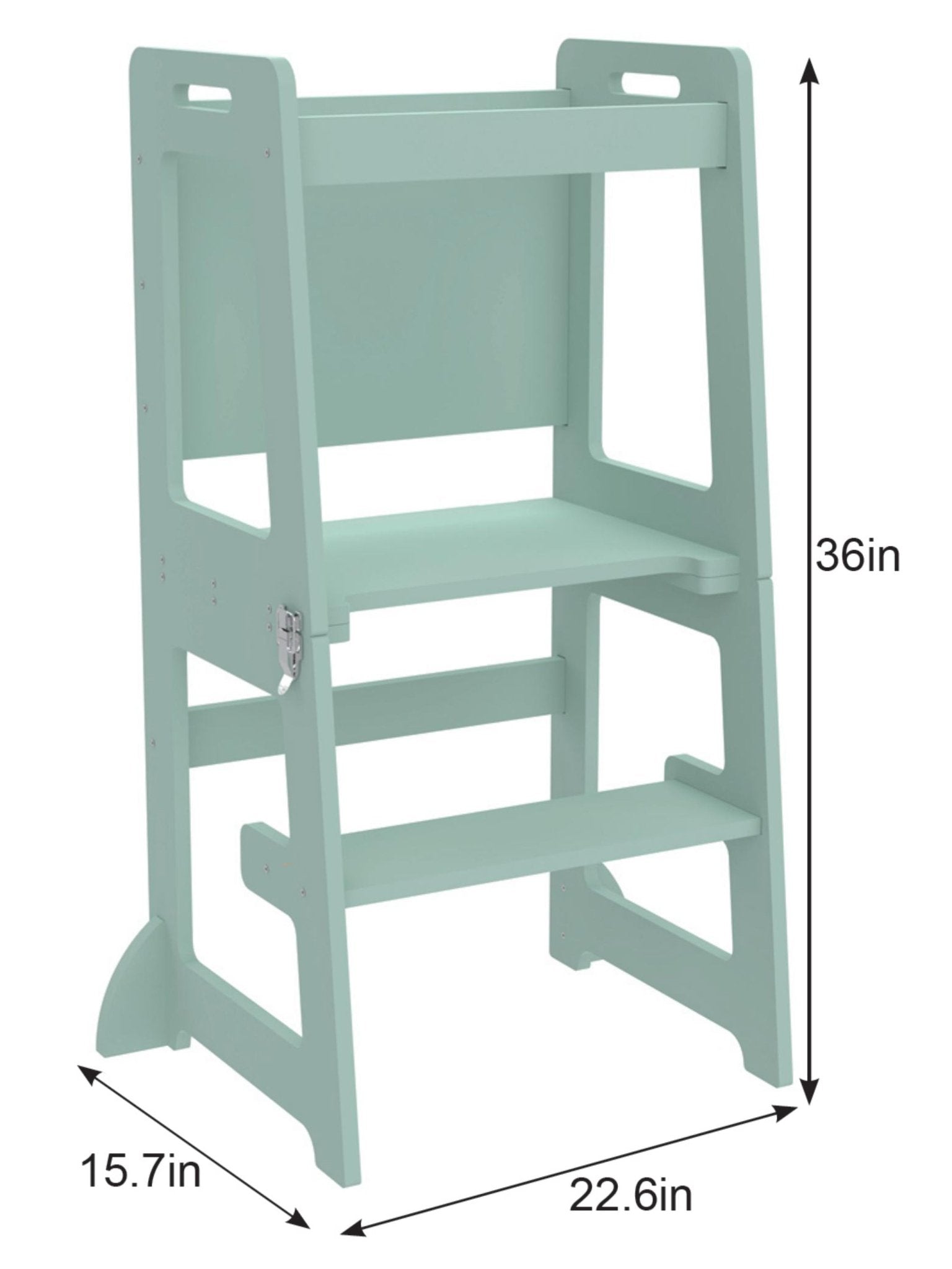 Montessori kitchen step stool desk with chalkboard & tower - The Nurturing Nook