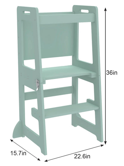 Montessori kitchen step stool desk with chalkboard & tower - The Nurturing Nook