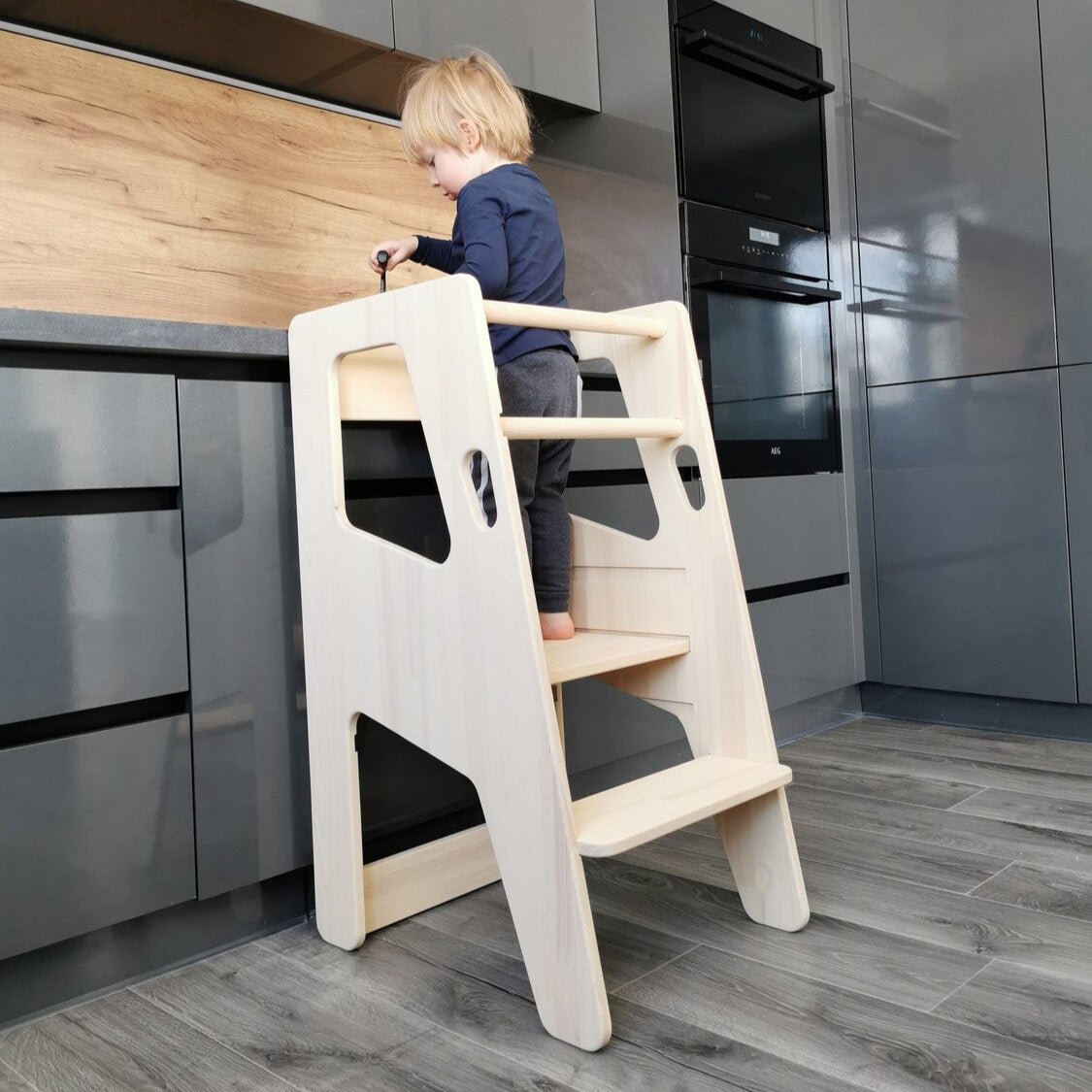 Montessori Learning Tower – Adjustable Wooden Toddler Tower - The Nurturing Nook