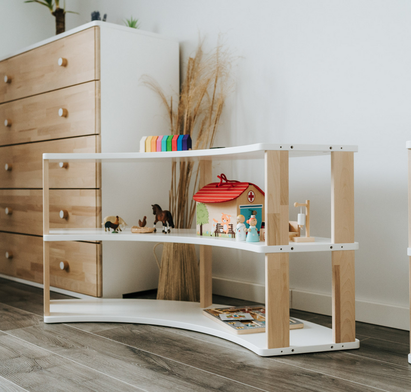 One Little Pine Montessori modular shelf for kids- arc