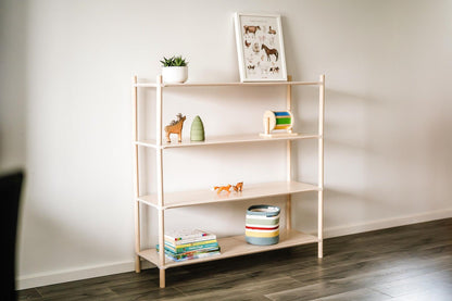 Montessori Wooden Shelf - Minimalist Floor Organizer & Kids Room Storage | Freestanding Natural Wood Shelf for Living Room & Bedroom Decor - The Nurturing Nook