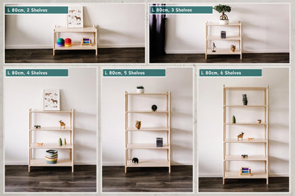 Montessori Wooden Shelf - Minimalist Floor Organizer & Kids Room Storage | Freestanding Natural Wood Shelf for Living Room & Bedroom Decor - The Nurturing Nook