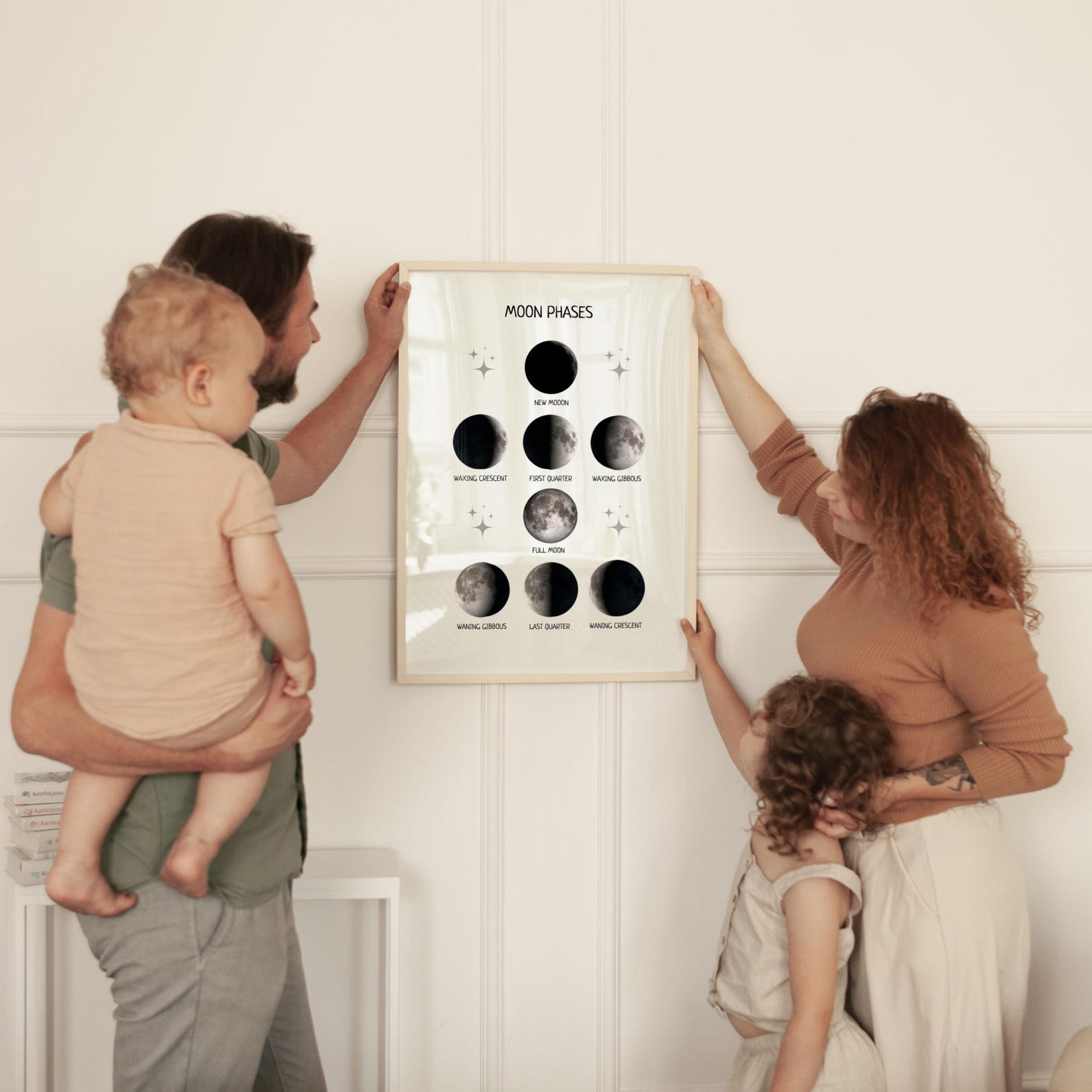 Moon Phases Poster - Educational Wall Art for Nursery, Montessori Classroom & Kids' Playroom | Digital Download - The Nurturing Nook