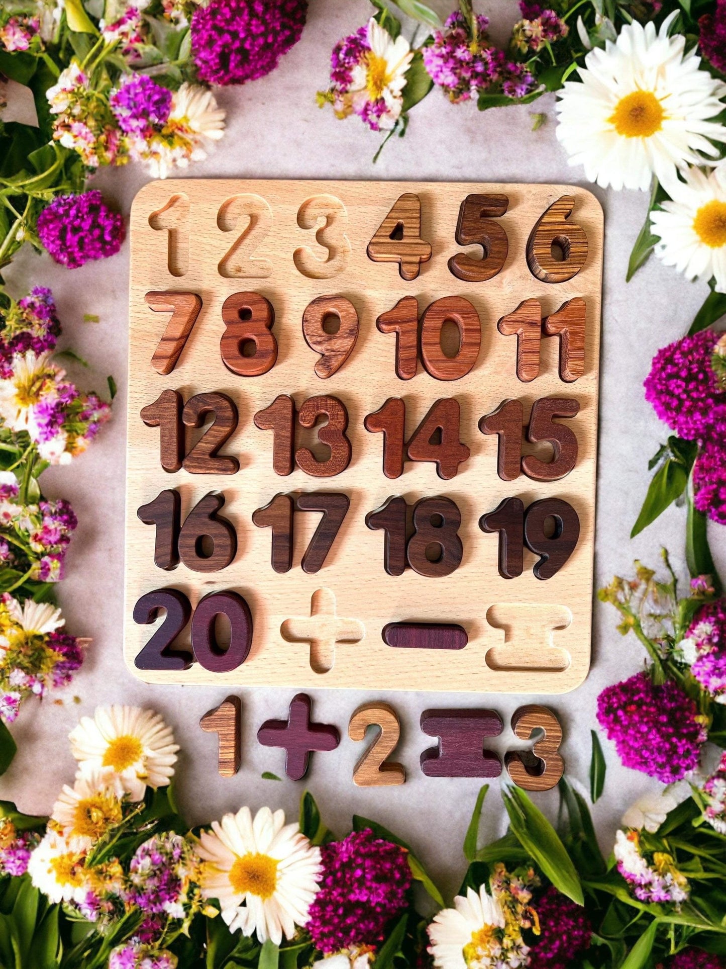 Natural Wooden Alphabet Letters and Numbers Puzzle - The Nurturing Nook