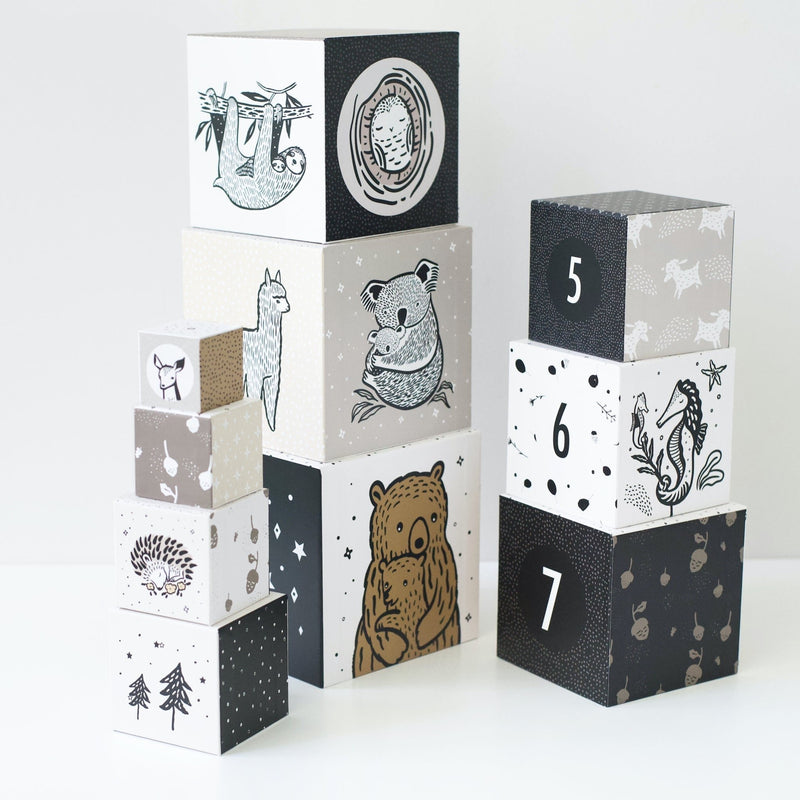 Counting and nesting baby animal blocks for toddlers