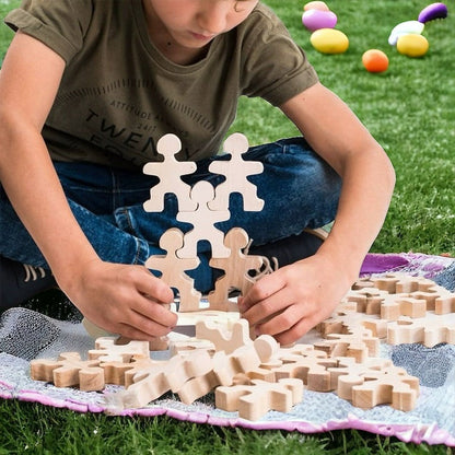 **Pre-order (Ships in 2-3 Weeks)**32 Pcs Wooden Little Balancing People Stacking Set