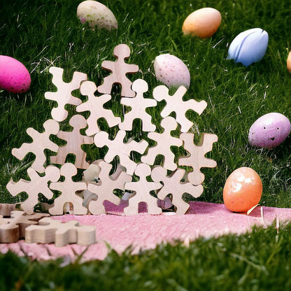 **Pre-order (Ships in 2-3 Weeks)**32 Pcs Wooden Little Balancing People Stacking Set