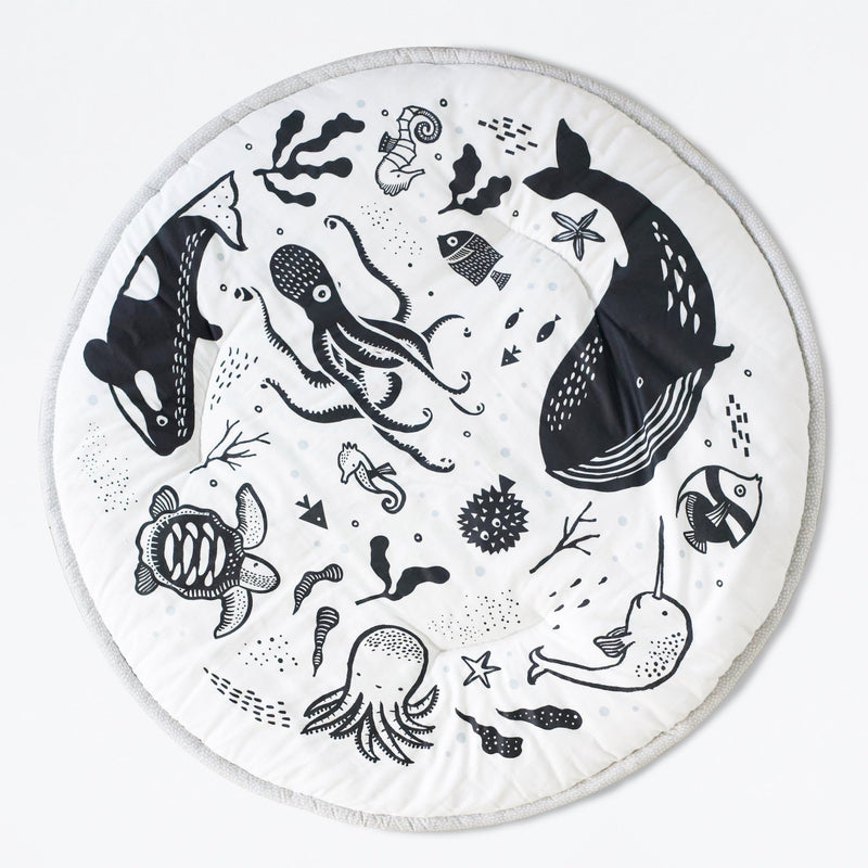Organic reversible baby playmat – ocean animals print