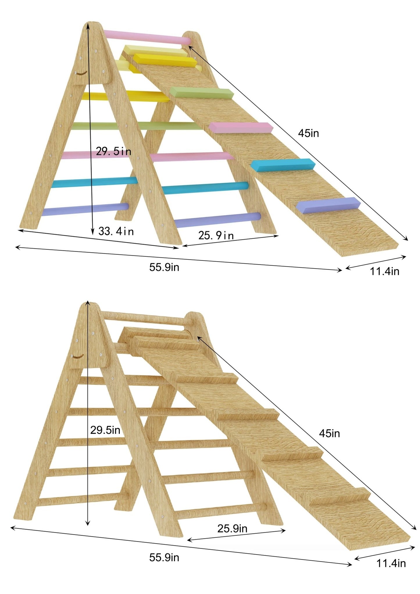 Olive - Pikler Triangle Ladder and Climber Slide - Multiple Sizes - The Nurturing Nook