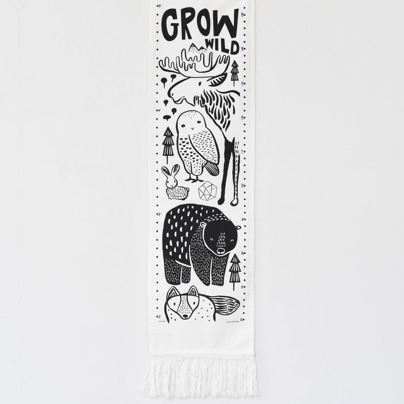 Organic cotton canvas growth chart – woodland animals