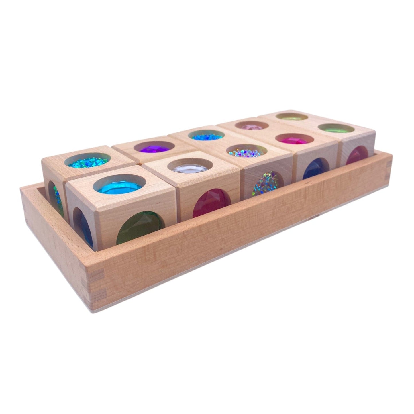 Pastel & Rainbow Gem Block Collection – 3 Styles with Wooden Storage Trays - The Nurturing Nook
