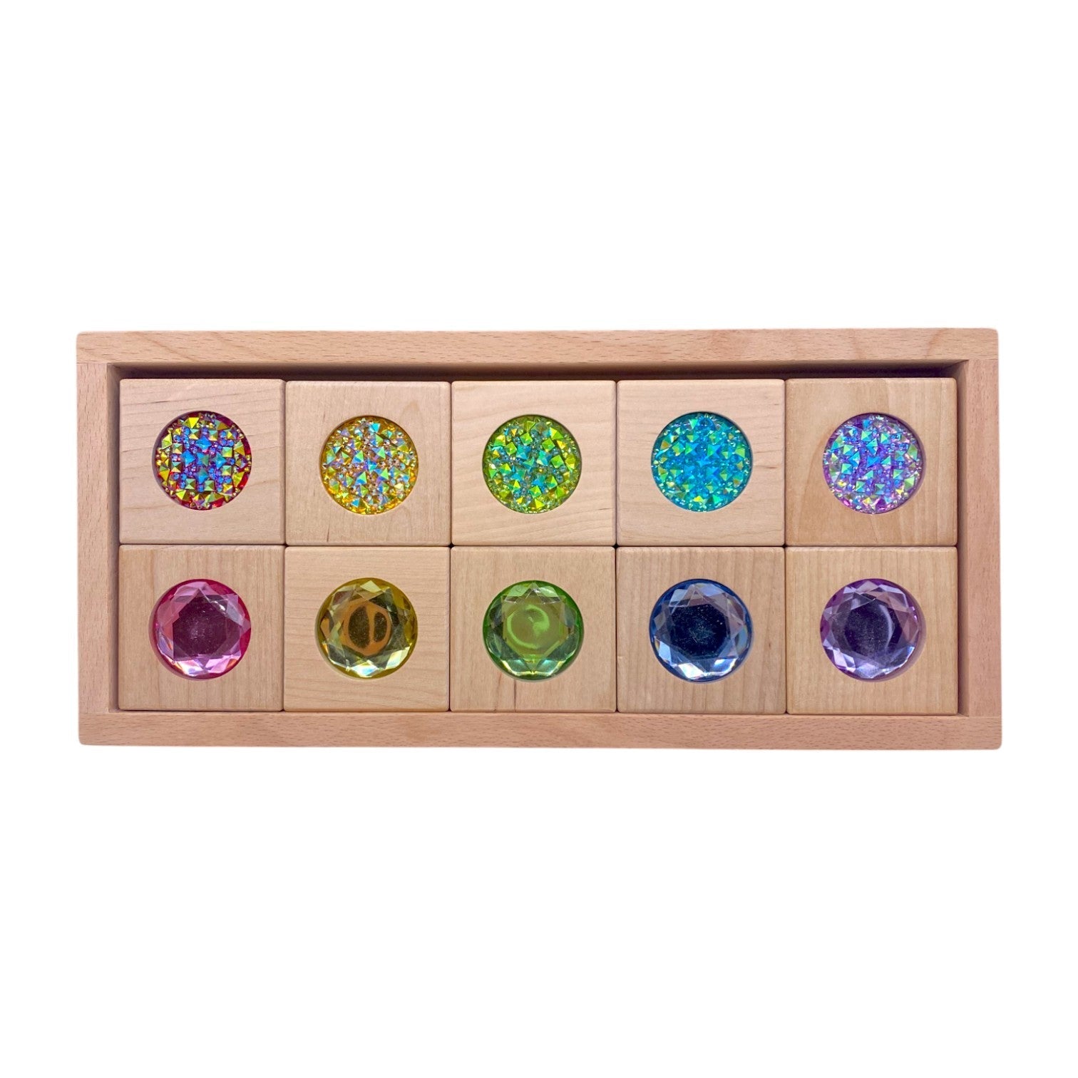Pastel & Rainbow Gem Block Collection – 3 Styles with Wooden Storage Trays - The Nurturing Nook