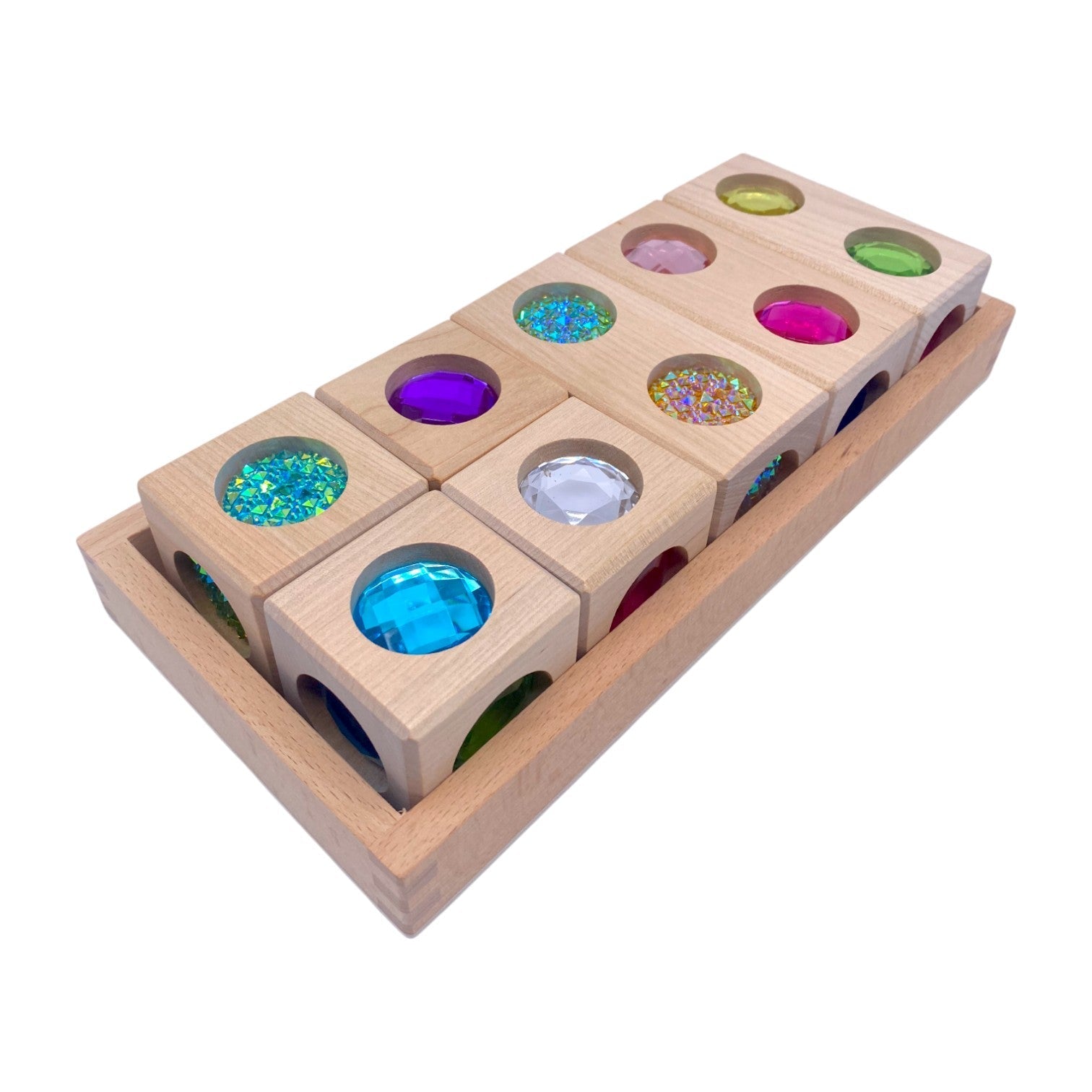 Pastel & Rainbow Gem Block Collection – 3 Styles with Wooden Storage Trays - The Nurturing Nook