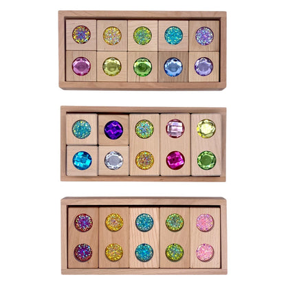 Pastel & Rainbow Gem Block Collection – 3 Styles with Wooden Storage Trays - The Nurturing Nook