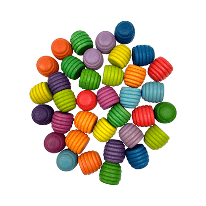 **Pre - order (Ships in 2 - 3 Weeks)**36 Pieces Colored Wooden Mandala Rainbow Loose Parts - The Nurturing Nook