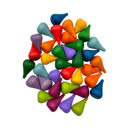 **Pre - order (Ships in 2 - 3 Weeks)**36 Pieces Colored Wooden Mandala Rainbow Loose Parts - The Nurturing Nook
