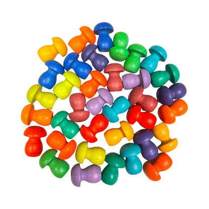 **Pre - order (Ships in 2 - 3 Weeks)**36 Pieces Colored Wooden Mandala Rainbow Loose Parts - The Nurturing Nook
