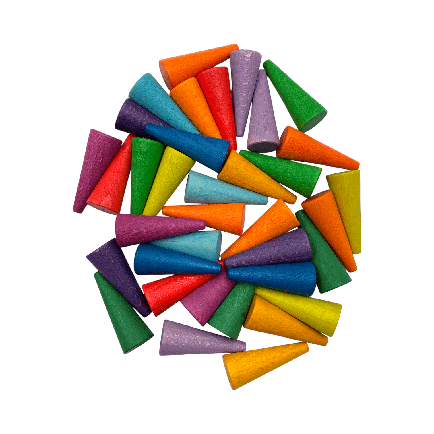 **Pre - order (Ships in 2 - 3 Weeks)**36 Pieces Colored Wooden Mandala Rainbow Loose Parts - The Nurturing Nook