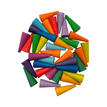 **Pre - order (Ships in 2 - 3 Weeks)**36 Pieces Colored Wooden Mandala Rainbow Loose Parts - The Nurturing Nook