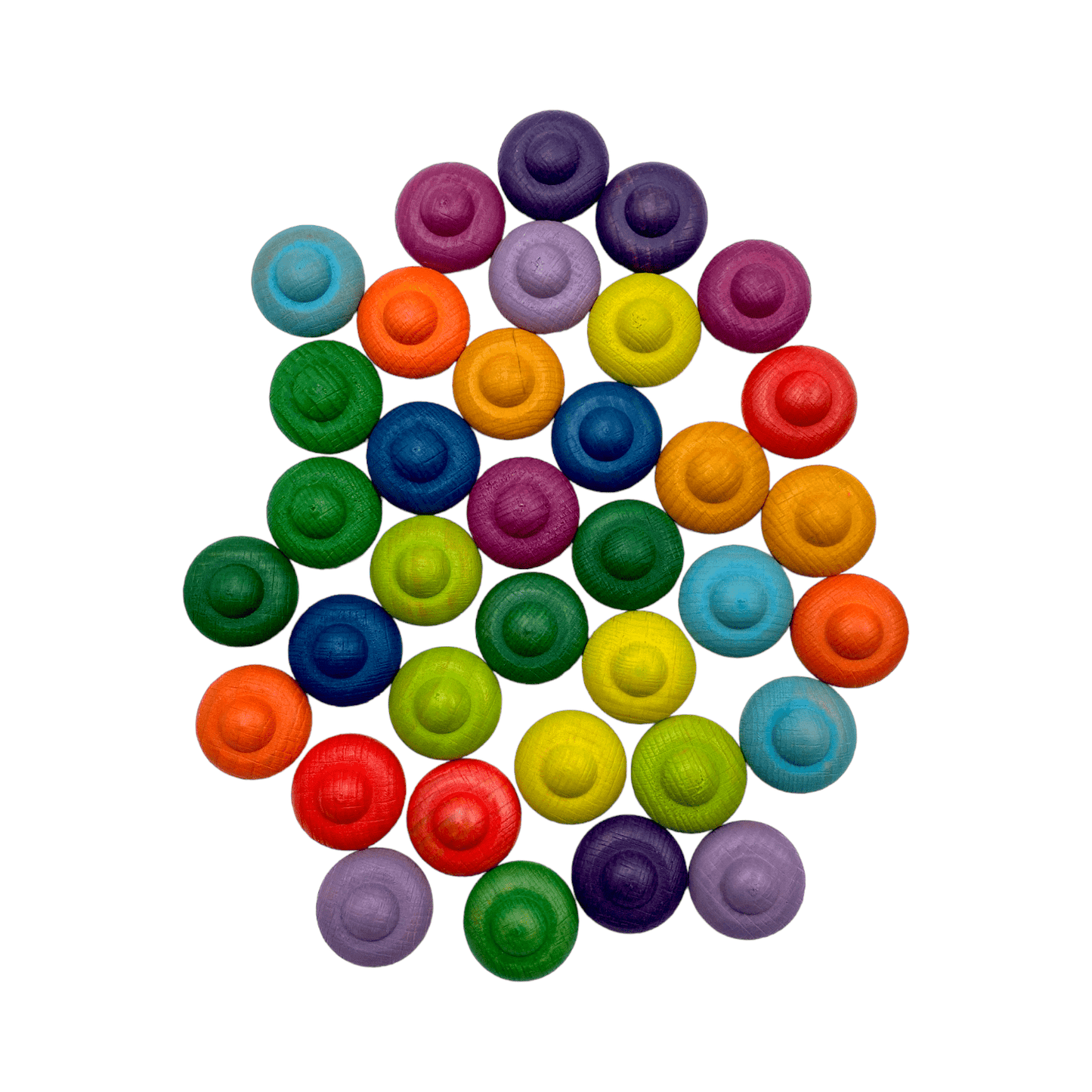 **Pre - order (Ships in 2 - 3 Weeks)**36 Pieces Colored Wooden Mandala Rainbow Loose Parts - The Nurturing Nook