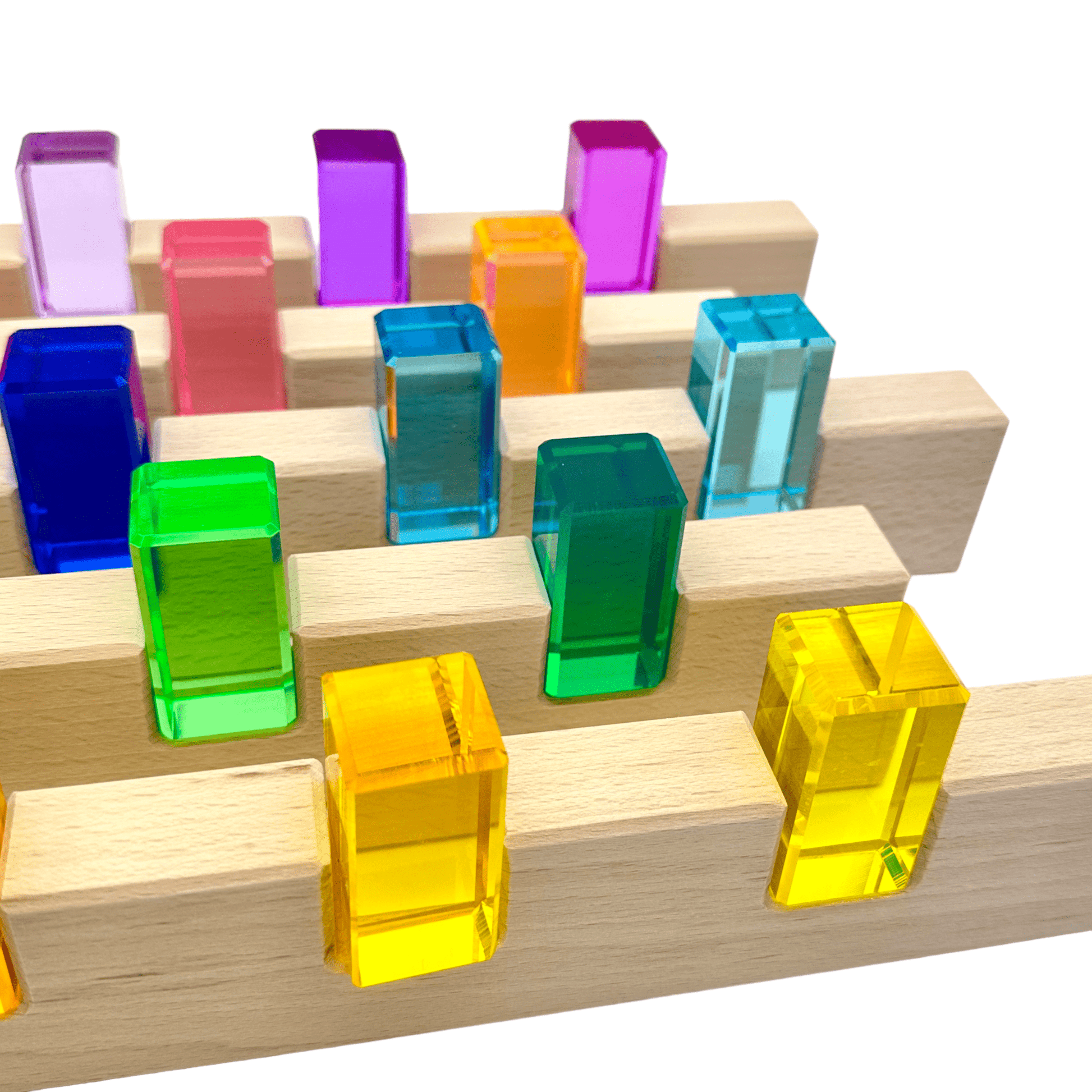 **Pre - order (Ships in 2 - 3 Weeks)**64 Pcs Rainbow Stones & 6 Interlocking Slats Set with Storage Tray - The Nurturing Nook