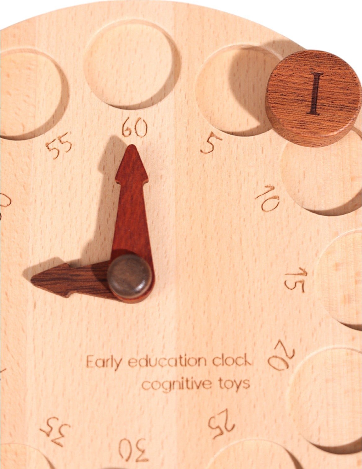 **Pre - order (Ships in 2 - 3 Weeks)**Wooden Cognitive Learning Clock – Dual - Sided Time Recognition Toy with Roman and Arabic Numerals - The Nurturing Nook