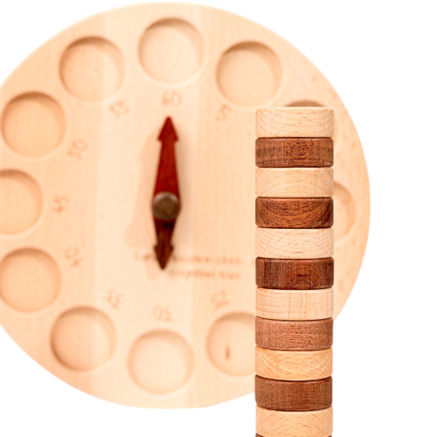 **Pre - order (Ships in 2 - 3 Weeks)**Wooden Cognitive Learning Clock – Dual - Sided Time Recognition Toy with Roman and Arabic Numerals - The Nurturing Nook