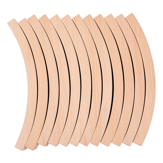 **Pre - order (Ships in 3 - 4 Weeks)**12 Pcs Large Curved Natural Wooden Building Blocks - The Nurturing Nook