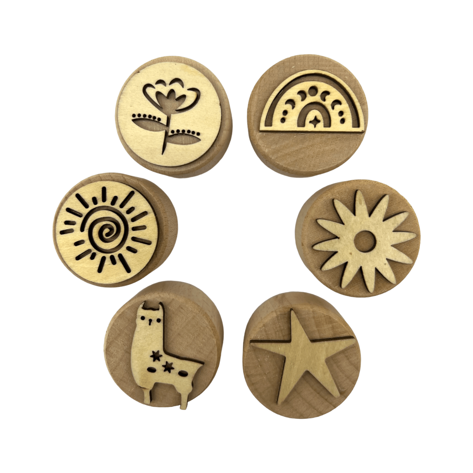 **Pre - order (Ships in 3 - 4 Weeks)**Wooden Playdough Stampers Set - The Nurturing Nook