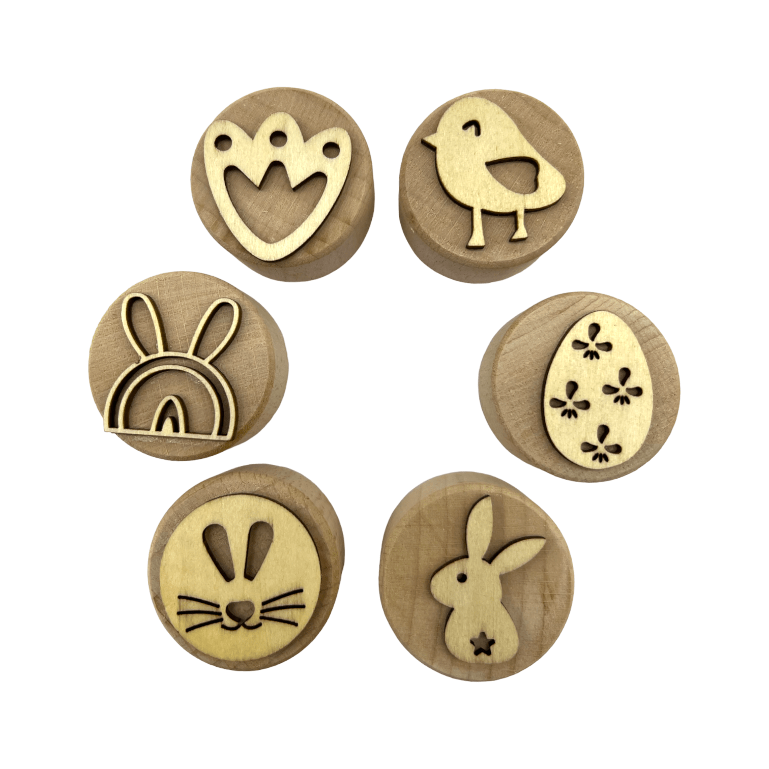 **Pre - order (Ships in 3 - 4 Weeks)**Wooden Playdough Stampers Set - The Nurturing Nook