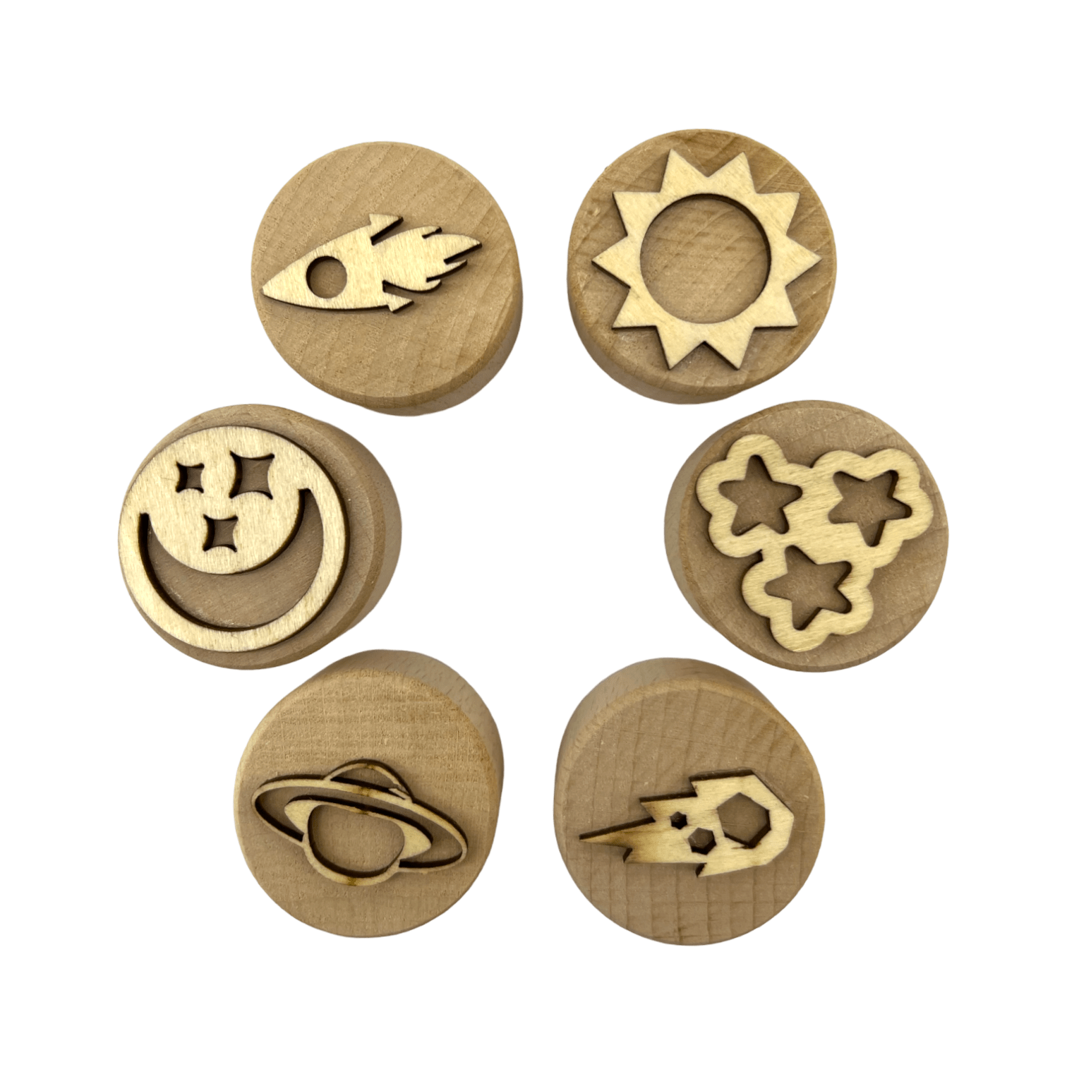 **Pre - order (Ships in 3 - 4 Weeks)**Wooden Playdough Stampers Set - The Nurturing Nook